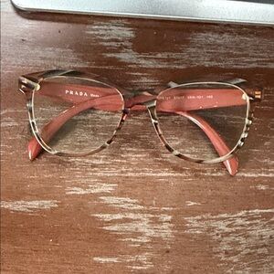 Prada VPR 12T VAN 101 Brown Tortoise Shell with brown and gray arm Eyeglasses
